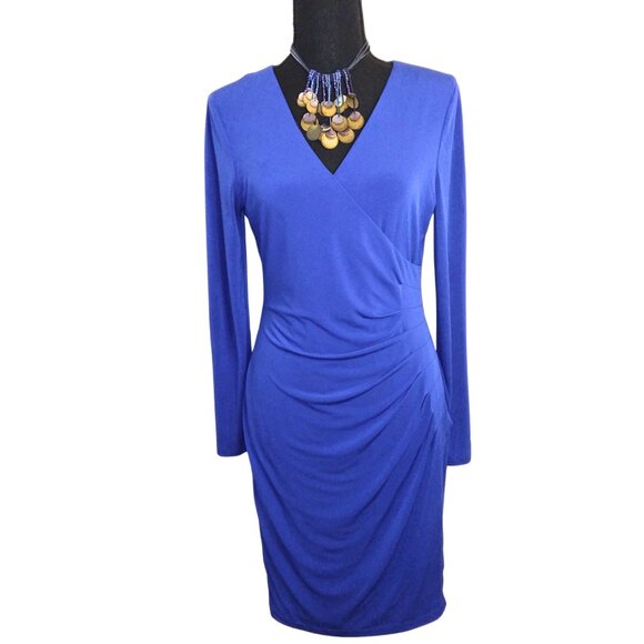 CALVIN KLEIN BLUE WRAP DRESS - SIZE 8 - Picture 1 of 3